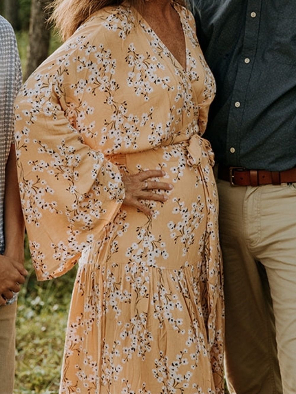 Billabong Peach Floral Long Sleeve Wrap Dress